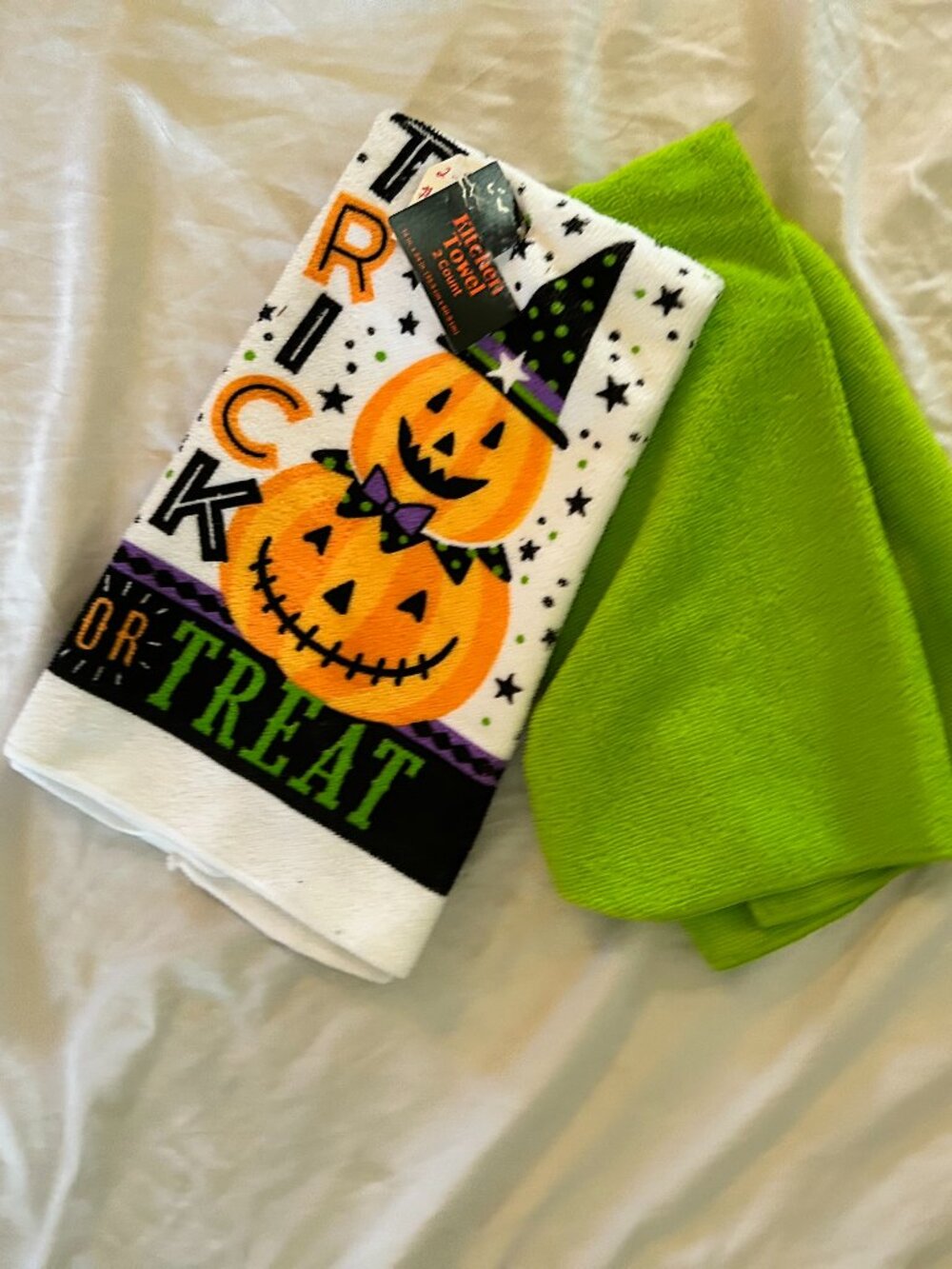 NEW set lot Halloween jack o lantern pumpkin kitchen towel accent decor